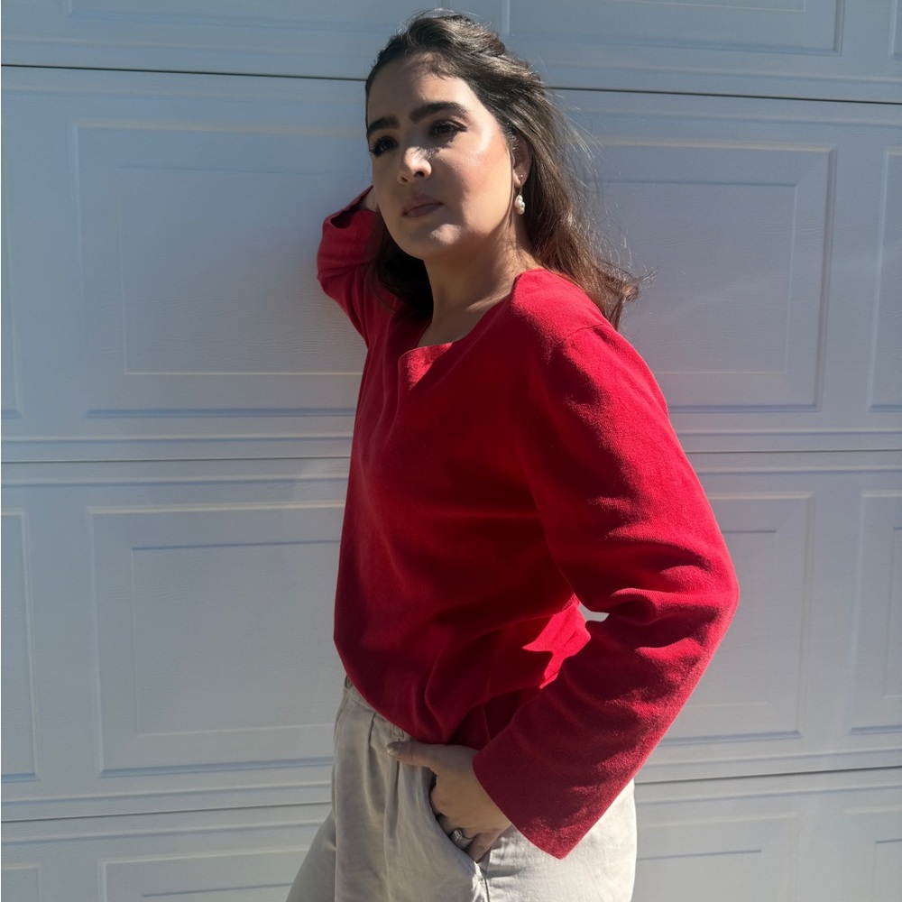 Josephine Chaus Vintage Silk Red Blouse - Picture 4 of 7